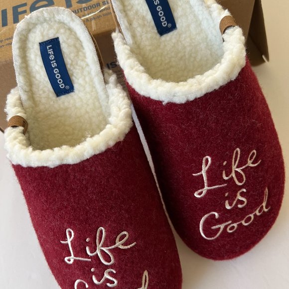 LIFE IS GOOD Women's "Life is Good" Felt Cork Slippers NIB Size 10 - Picture 6 of 8